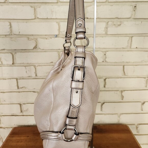 Euc Coach Metallic Leather Katarina Shimmer Satchel Tote Bag Purse - Picture 6 of 14